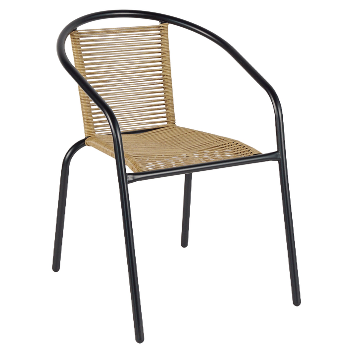 Καρέκλα Κήπου ATLAS Φυσικό/Μαύρο Μέταλλο/Rattan 54x63x75cm