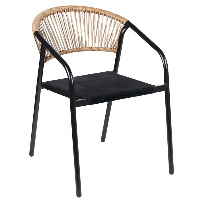 Καρέκλα Κήπου LUNA Φυσικό/Μαύρο Μέταλλο/Rattan 54x60x75cm