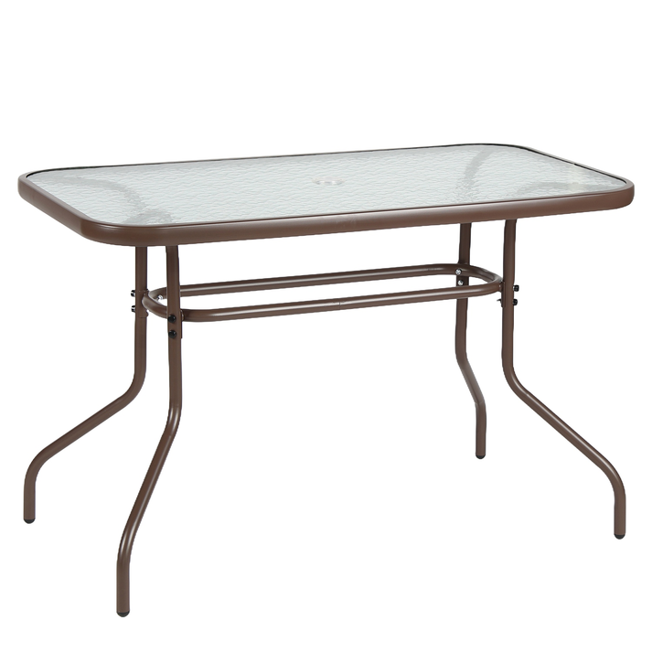 Τραπέζι Κήπου VULCAN Καφέ Μέταλλο/Γυαλί 110x60x70cm