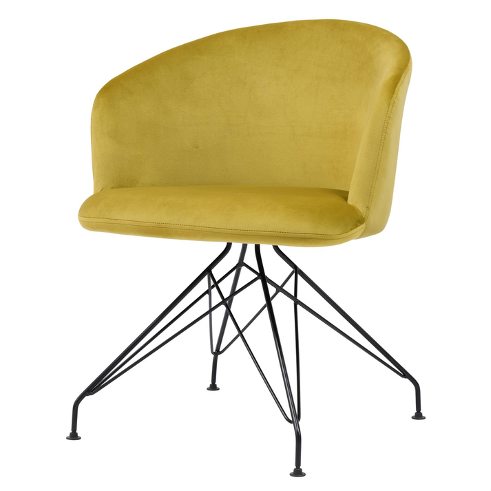 Πολυθρόνα JOHAN Κίτρινο Βελούδο/Μέταλλο 63x51x78cm