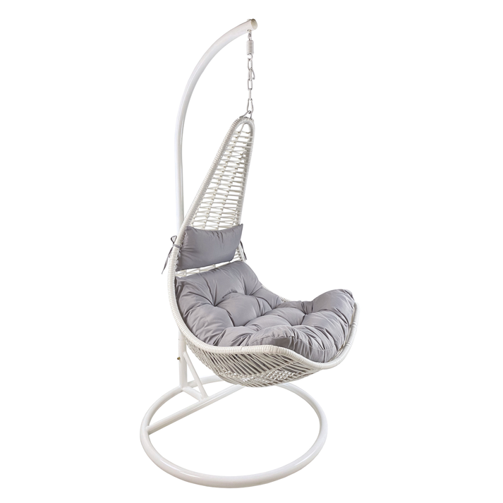 Κούνια Πολυθρόνα KEVIN Λευκό/Γκρι Μέταλλο/Rattan 80x70x195cm