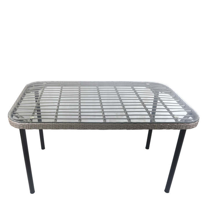 Τραπέζι Κήπου AMPIUS Γκρι/Μαύρο Μέταλλο/Rattan/Γυαλί 160x90x73cm