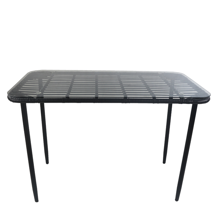 Τραπέζι Κήπου ANNIUS Μαύρο Μέταλλο/Rattan/Γυαλί 120x70x78cm