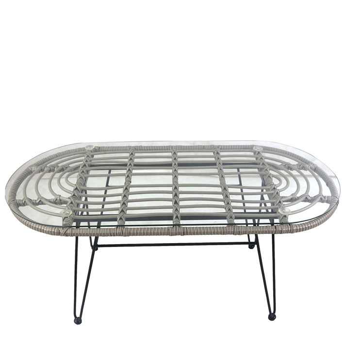 Τραπέζι Κήπου ARRIUS Γκρι/Μαύρο Μέταλλο/Rattan/Γυαλί 100x45x46cm