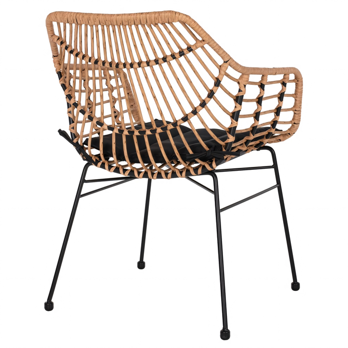 Πολυθρόνα Κήπου AFINIUS Φυσικό/Μαύρο Rattan/Μέταλλο 58.5x60.5x80cm