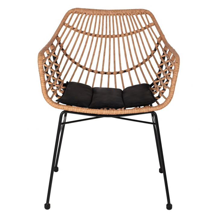 Πολυθρόνα Κήπου AFINIUS Φυσικό/Μαύρο Rattan/Μέταλλο 58.5x60.5x80cm
