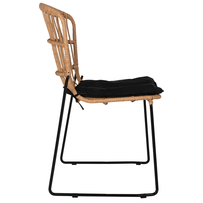 Καρέκλα Κήπου ALFENUS Φυσικό/Μαύρο Rattan/Μέταλλο 50x55x84cm