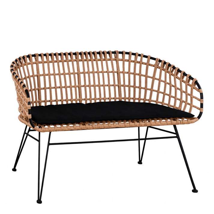 Καναπές Κήπου ARVENIUS Φυσικό/Μαύρο Rattan 124x57x77cm