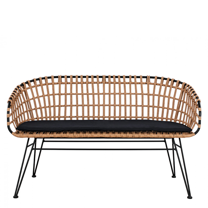 Καναπές Κήπου ARVENIUS Φυσικό/Μαύρο Rattan 124x57x77cm