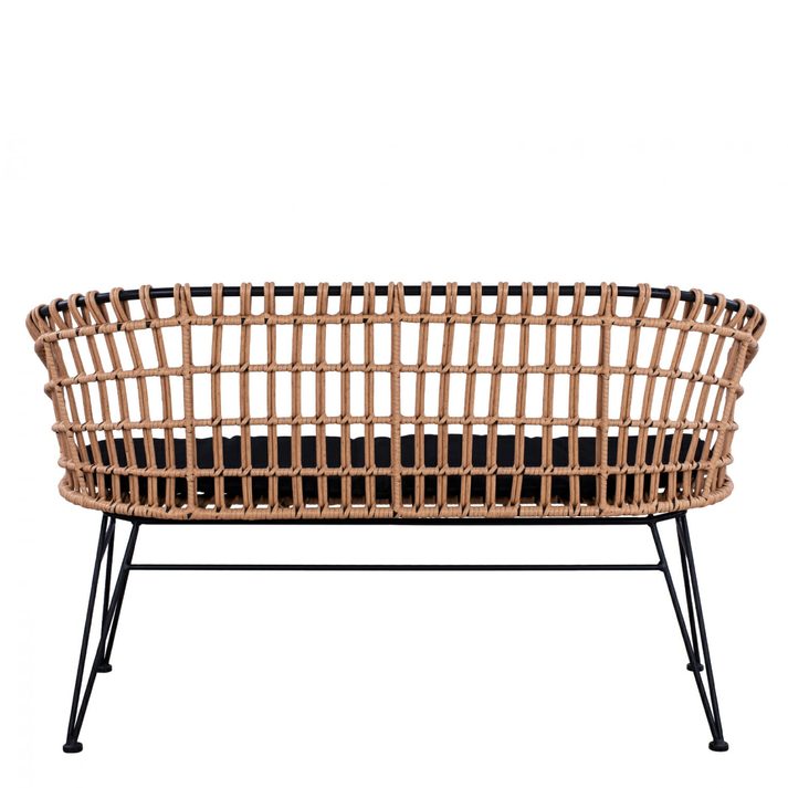 Καναπές Κήπου ARVENIUS Φυσικό/Μαύρο Rattan 124x57x77cm