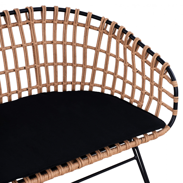 Καναπές Κήπου ARVENIUS Φυσικό/Μαύρο Rattan 124x57x77cm