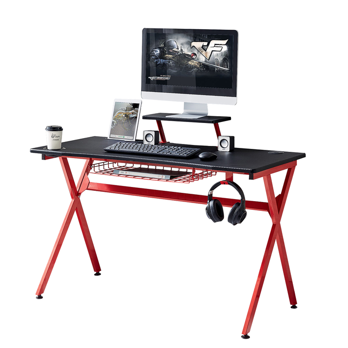 Γραφείο Υπολογιστή ROCKER Μαύρο/Κόκκινο 120x60.5x90cm