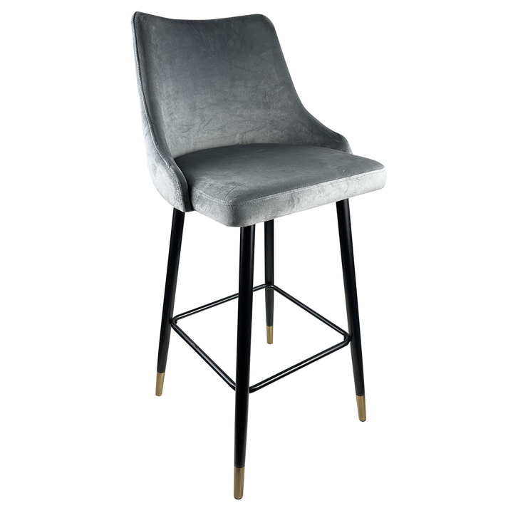 Σκαμπό Bar MANHATTAN Γκρι/Μαύρο Βελούδο/Μέταλλο 51x57x110cm