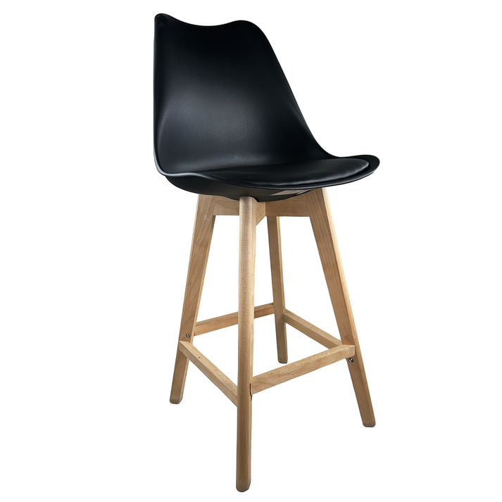 Σκαμπό Bar BRONX Μαύρο PP/PU/Ξύλο 57.5x49x105cm