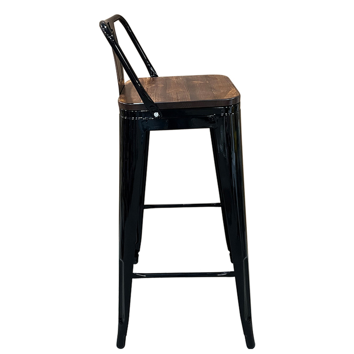 Σκαμπό Bar Βιομηχανικού Τύπου Vintage MOLERO II Μαύρο/Καφέ Μέταλλο/Ξύλο 44x44x94cm