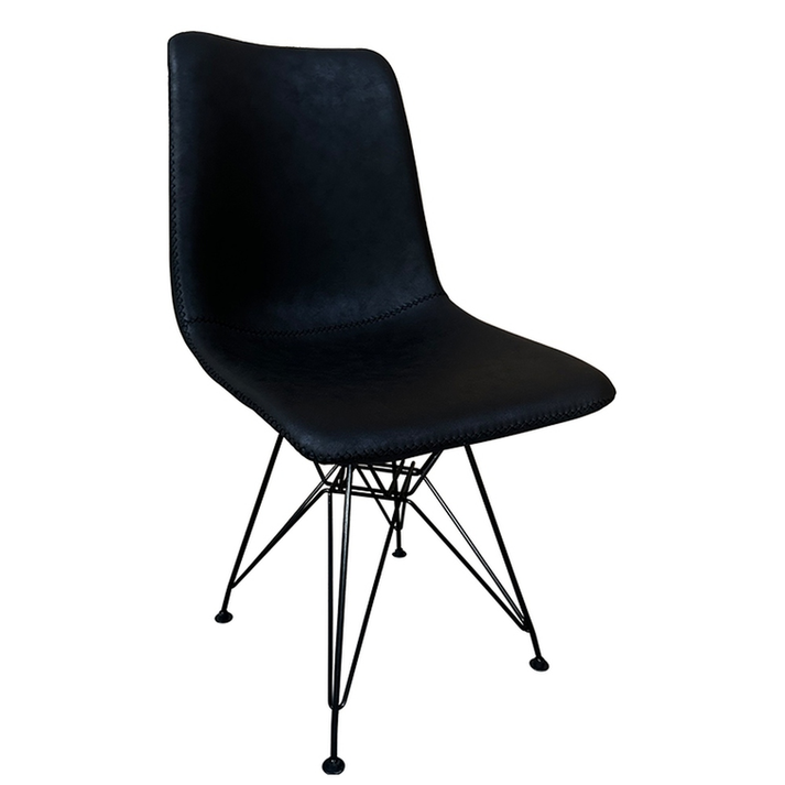 Καρέκλα Τραπεζαρίας SELVA Vintage Μαύρο PU/Μέταλλο 43x57x81cm