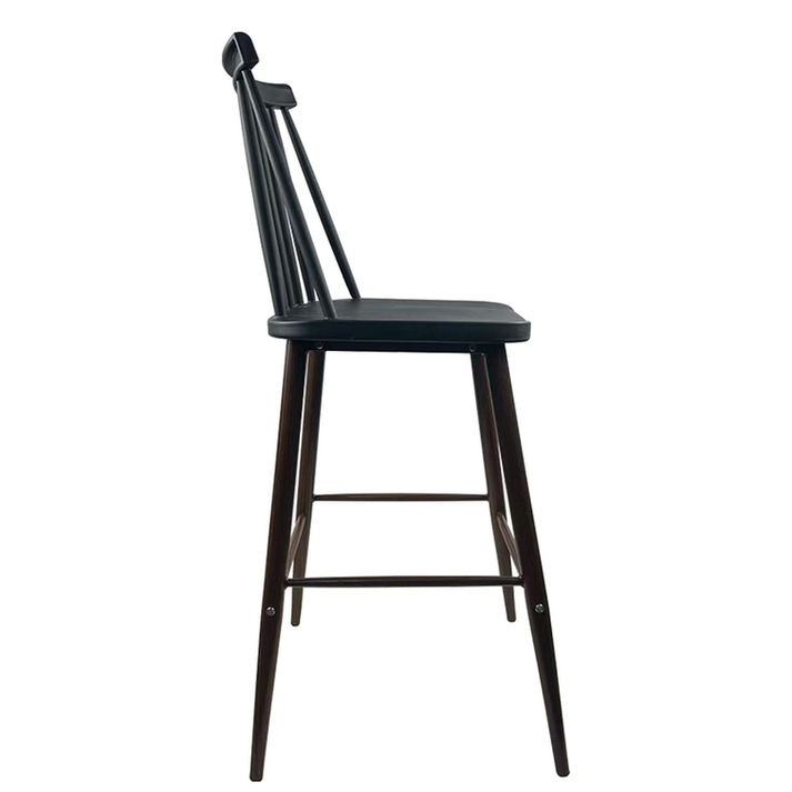 Σκαμπό Bar  MARANTA Μαύρο/Καρυδί PP/Μέταλλο 45x46x97cm