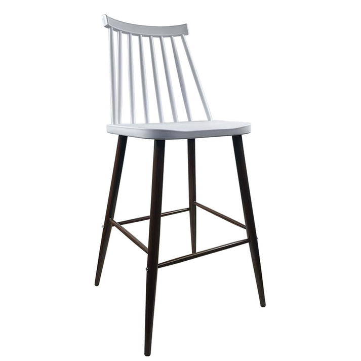 Σκαμπό Bar MARANTA Λευκό/Καρυδί PP/Μέταλλο 45x46x97cm
