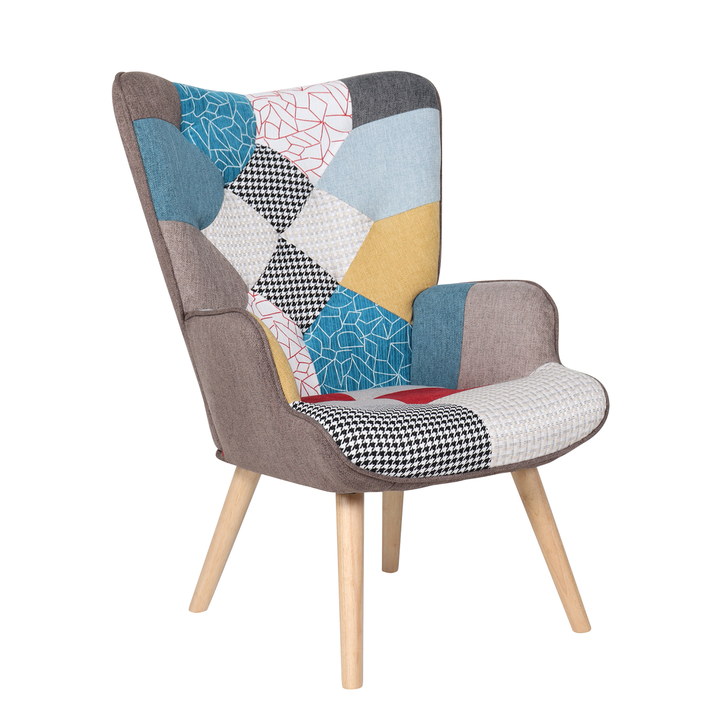 Πολυθρόνα BRIAR Patchwork Ύφασμα/Ξύλο 73x69x96cm