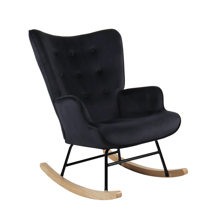 Πολυθρόνα Κουνιστή DARIA Μαύρο Βελούδο/Μέταλλο/Ξύλο 85x69x90cm