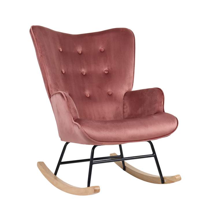 Πολυθρόνα Κουνιστή DARIA Σάπιο Μήλο Βελούδο/Μέταλλο/Ξύλο 85x69x90cm