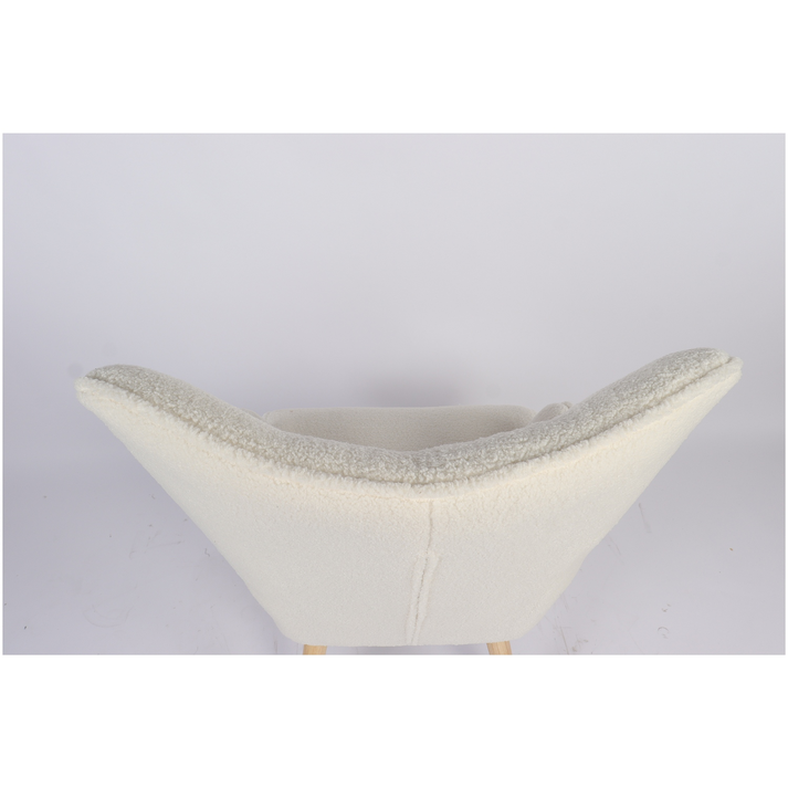 Πολυθρόνα MARION Λευκό Ύφασμα Μπουκλέ/Ξύλο 73x69x96cm