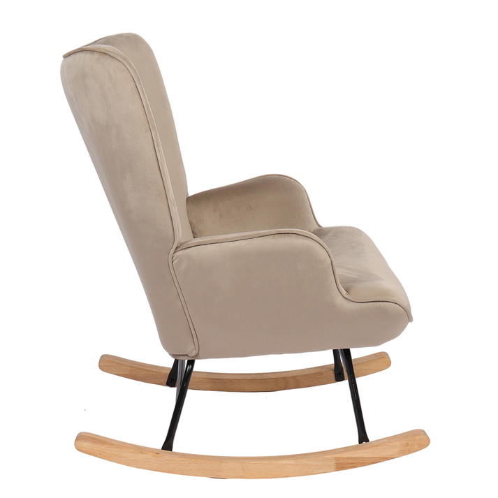 Πολυθρόνα Κουνιστή DARIA Ανοιχτό Καφέ Βελούδο/Μέταλλο/Ξύλο 85x69x90cm