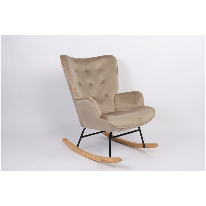 Πολυθρόνα Κουνιστή DARIA Ανοιχτό Καφέ Βελούδο/Μέταλλο/Ξύλο 85x69x90cm