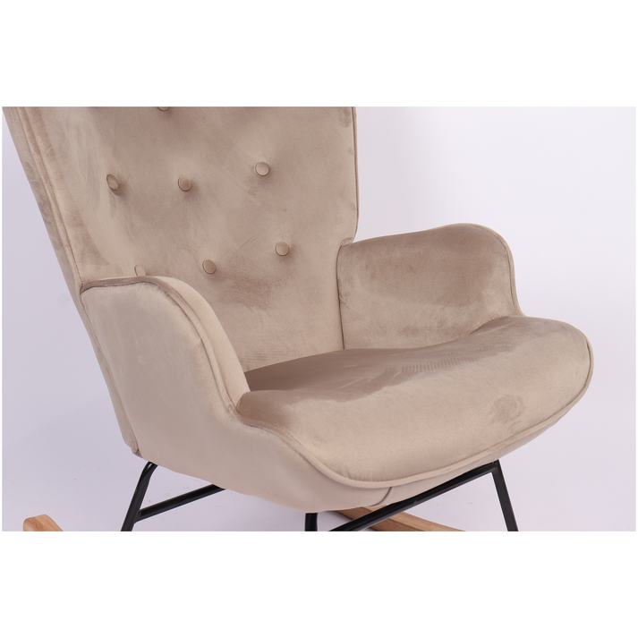 Πολυθρόνα Κουνιστή DARIA Ανοιχτό Καφέ Βελούδο/Μέταλλο/Ξύλο 85x69x90cm