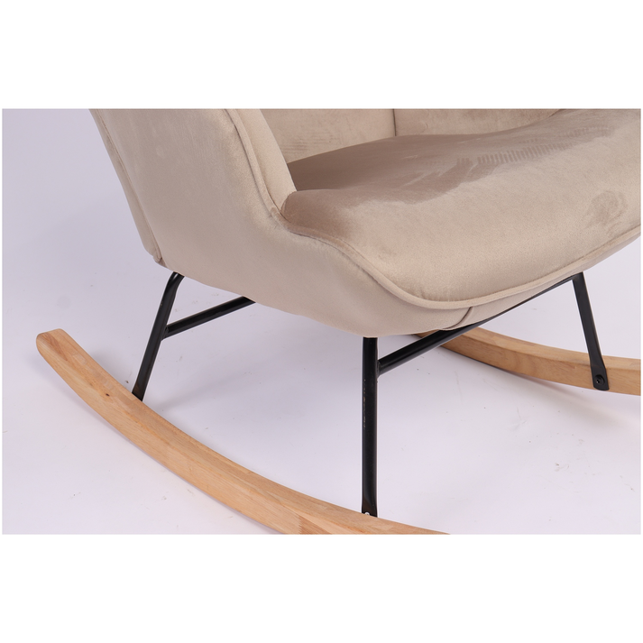 Πολυθρόνα Κουνιστή DARIA Ανοιχτό Καφέ Βελούδο/Μέταλλο/Ξύλο 85x69x90cm