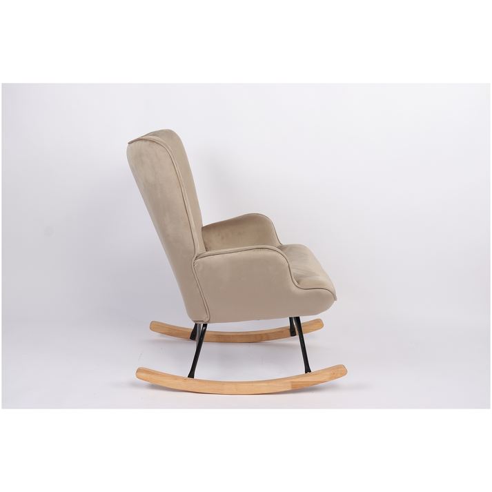 Πολυθρόνα Κουνιστή DARIA Ανοιχτό Καφέ Βελούδο/Μέταλλο/Ξύλο 85x69x90cm