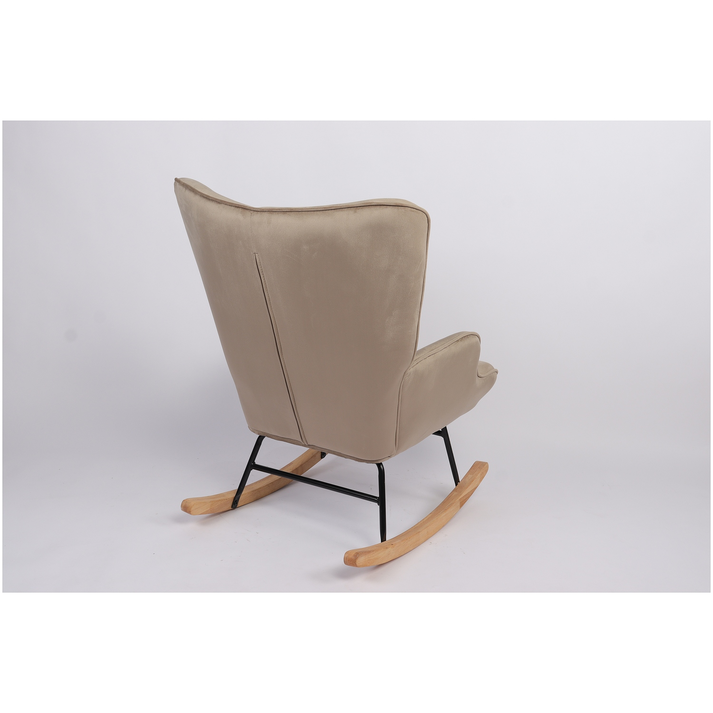 Πολυθρόνα Κουνιστή DARIA Ανοιχτό Καφέ Βελούδο/Μέταλλο/Ξύλο 85x69x90cm