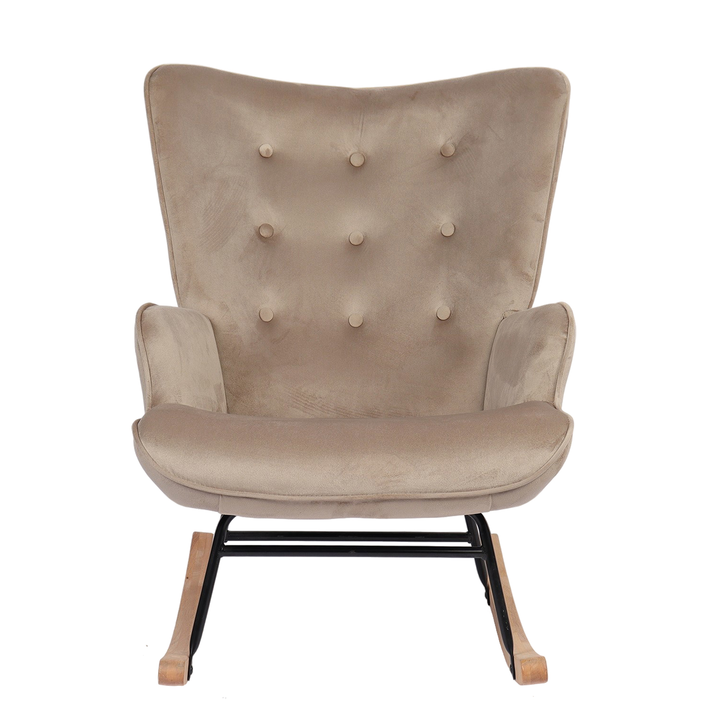 Πολυθρόνα Κουνιστή DARIA Ανοιχτό Καφέ Βελούδο/Μέταλλο/Ξύλο 85x69x90cm
