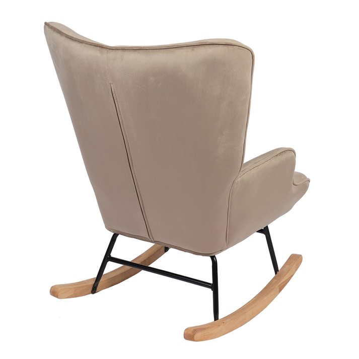 Πολυθρόνα Κουνιστή DARIA Ανοιχτό Καφέ Βελούδο/Μέταλλο/Ξύλο 85x69x90cm