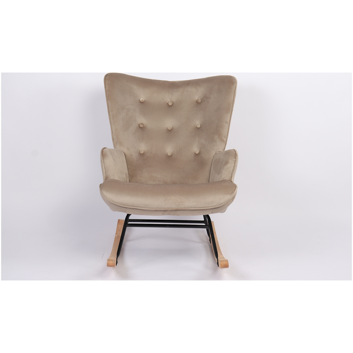 Πολυθρόνα Κουνιστή DARIA Ανοιχτό Καφέ Βελούδο/Μέταλλο/Ξύλο 85x69x90cm