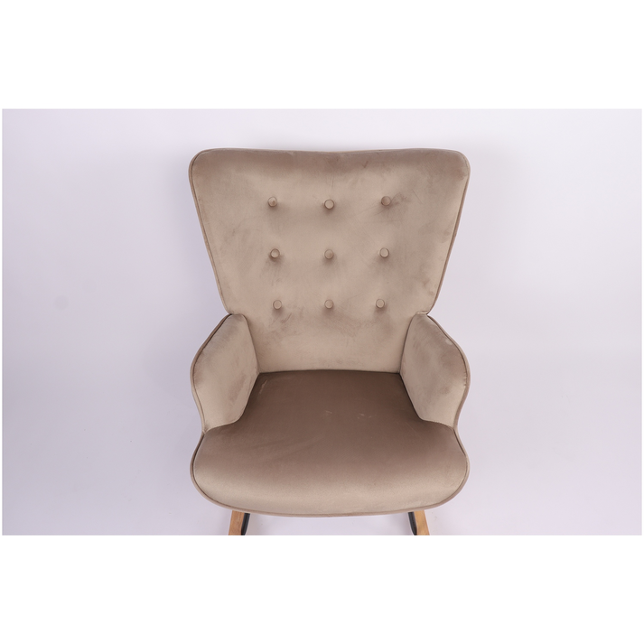 Πολυθρόνα Κουνιστή DARIA Ανοιχτό Καφέ Βελούδο/Μέταλλο/Ξύλο 85x69x90cm