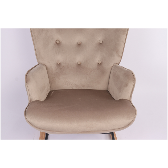 Πολυθρόνα Κουνιστή DARIA Ανοιχτό Καφέ Βελούδο/Μέταλλο/Ξύλο 85x69x90cm