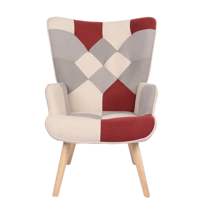 Πολυθρόνα BRIAR Μπορντό/Γκρι Patchwork Ύφασμα/Ξύλο 73x69x96cm