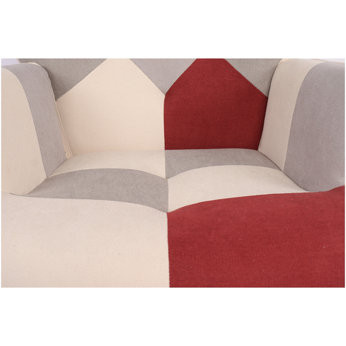 Πολυθρόνα BRIAR Μπορντό/Γκρι Patchwork Ύφασμα/Ξύλο 73x69x96cm
