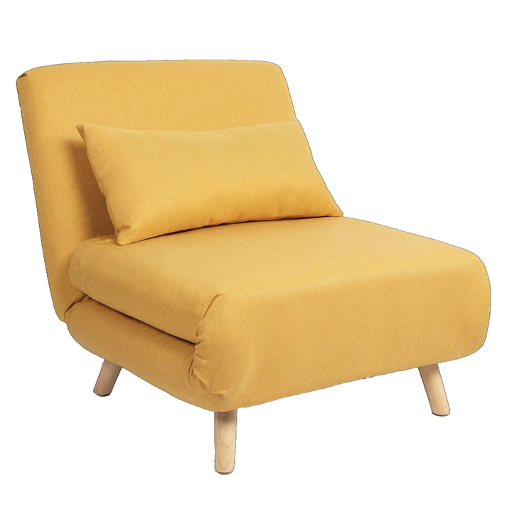 Πολυθρόνα Κρεβάτι VERA Κίτρινο Ύφασμα/Ξύλο 79x80x89cm