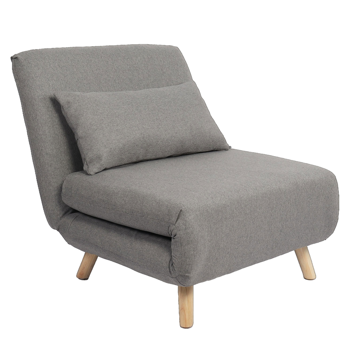 Πολυθρόνα Κρεβάτι VERA Γκρι Ανοιχτό Ύφασμα/Ξύλο 79x80x89cm