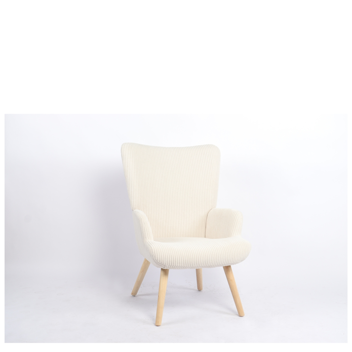 Πολυθρόνα LIRA Κρεμ Ύφασμα Κοτλέ/Ξύλο 94.5x64x70.5cm