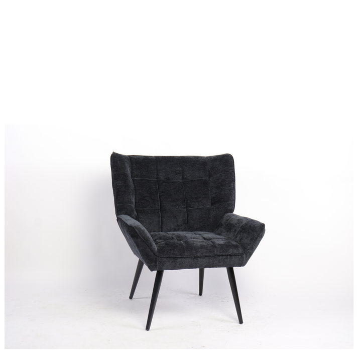 Πολυθρόνα TIVA Μαύρο Ύφασμα Σενίλ/Μέταλλο 84x78x77cm