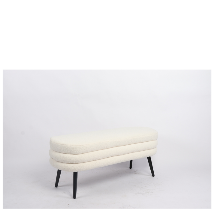 Παγκάκι Ottoman TONDO Λευκό Ύφασμα Teddy/Μέταλλο 42x112x44cm