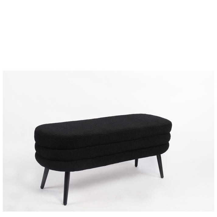 Παγκάκι Ottoman TONDO Μαύρο Ύφασμα Teddy/Μέταλλο 42x112x44cm