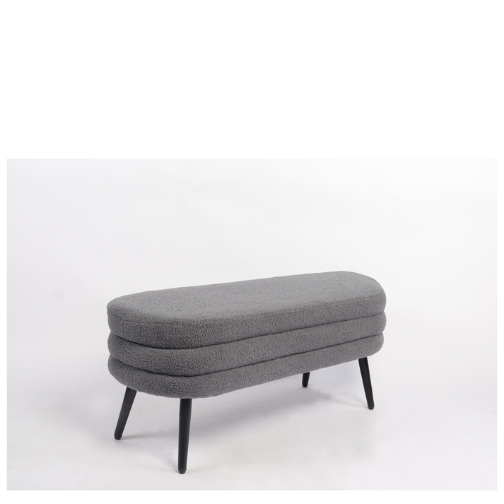 Παγκάκι Ottoman TONDO Γκρι Ύφασμα Teddy/Μέταλλο 42x112x44cm