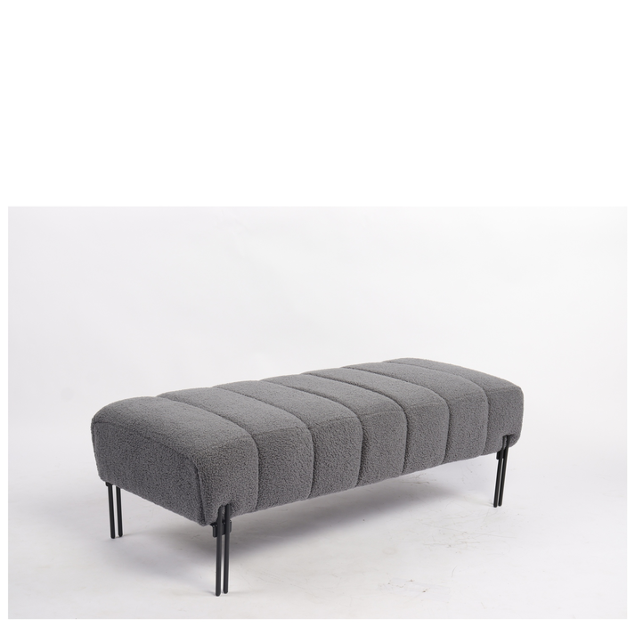 Παγκάκι Ottoman KUBO Γκρι Ύφασμα Teddy/Μέταλλο 40x116.5x50cm