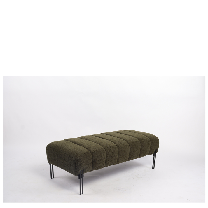 Παγκάκι Ottoman KUBO Πράσινο Ύφασμα Teddy/Μέταλλο 40x116.5x50cm