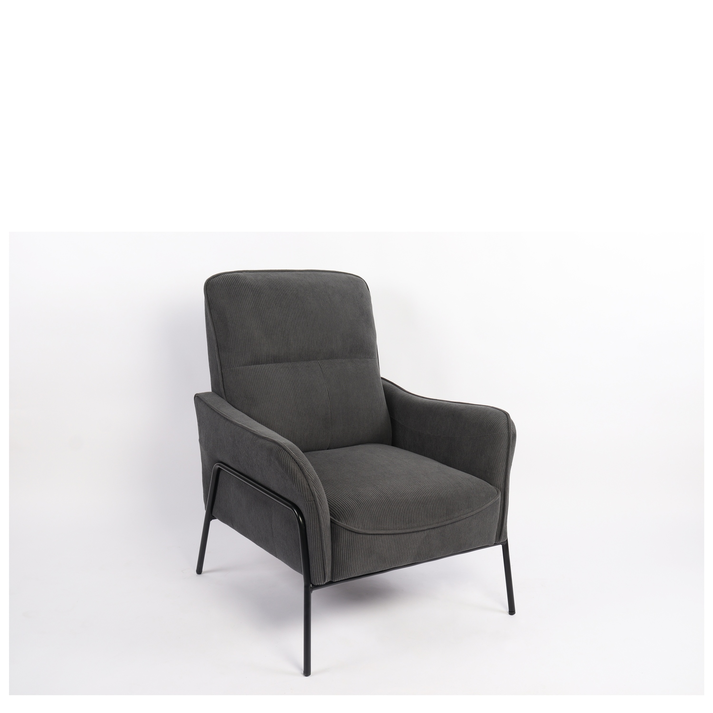 Πολυθρόνα ELAN Γκρι Σκούρο Ύφασμα Κοτλέ/Μέταλλο 94x77x82cm