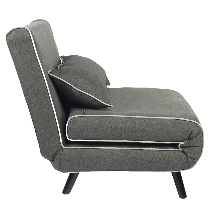 Κρεβάτι Ράντζο CALISTA Γκρι/Γκρι Ανοιχτό Ύφασμα/Ξύλο/Μέταλλο 78x200x28cm